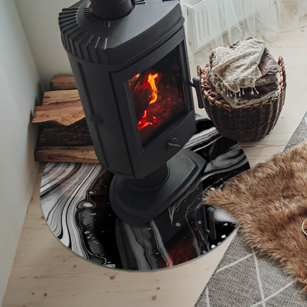 Okrúhla podložka pod krbové kachle Abstraktné vlnité a lineárne vzory