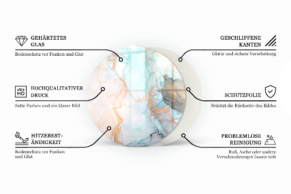 Okrúhle sklo pod kachle Betónová textúra v surovom štýle