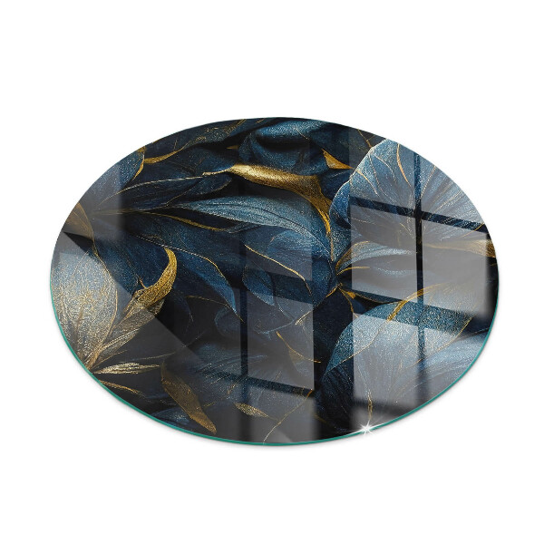 Okrúhla sklenená podložka pod krb Štýlové listy v štruktúre