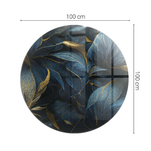 Okrúhla sklenená podložka pod krb Štýlové listy v štruktúre