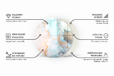 Okrúhla sklenená podložka pod krb Štýlové listy v štruktúre