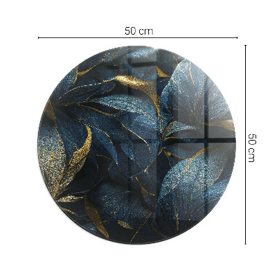 Okrúhla sklenená podložka pod krb Štýlové listy v štruktúre