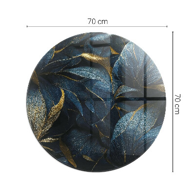 Okrúhla sklenená podložka pod krb Štýlové listy v štruktúre