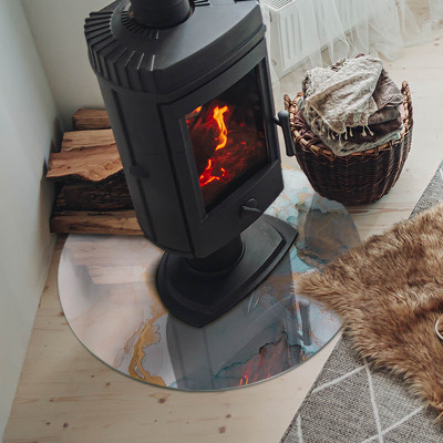 Okrúhla podložka pod krbové kachle Plynulý abstraktný motív