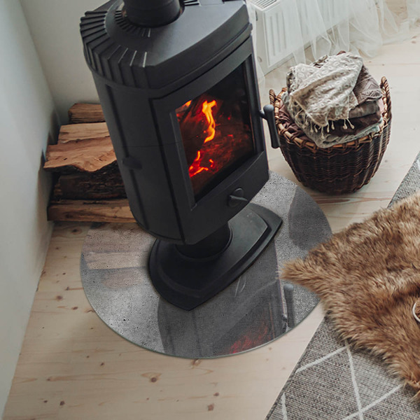 Okrúhla sklenená podložka pod krb Surový betón v minimalistickom štýle