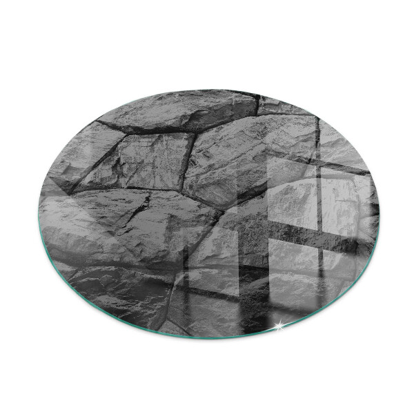 Okrúhla sklenená podložka pod krb Kamenný štýl v prírodnom prevedení