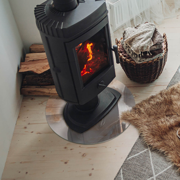 Okrúhle sklo pod kachle Kamenný organický motív