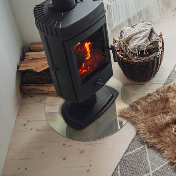 Okrúhla sklenená podložka pod krb Abstraktný mramorový motív