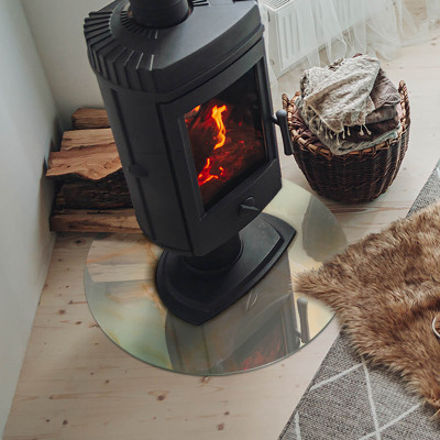 Okrúhla sklenená podložka pod krb Abstraktný mramorový motív