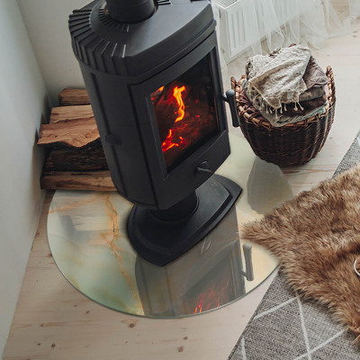 Okrúhla sklenená podložka pod krb Abstraktný mramorový motív