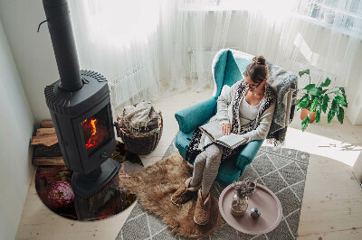 Okrúhla podložka pod krbové kachle Kvetinový detail v plnom kvete