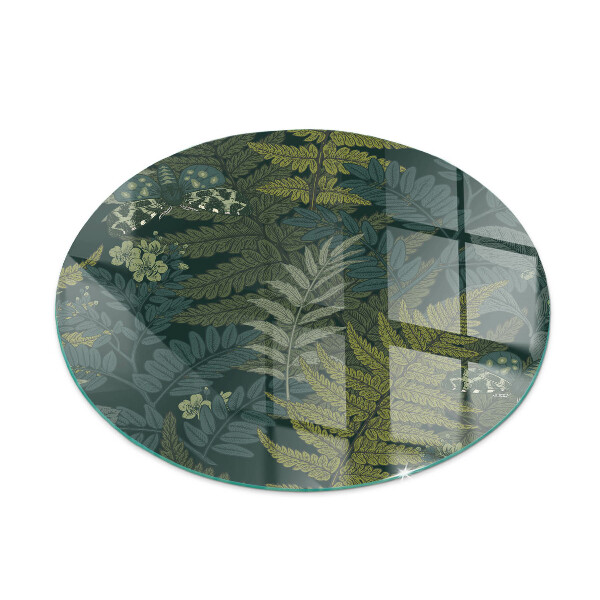 Okrúhle sklo pod kachle Rastlinné vzory s motýľmi