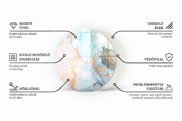 Okrúhla sklenená podložka pod krb Tropické listy na pozadí