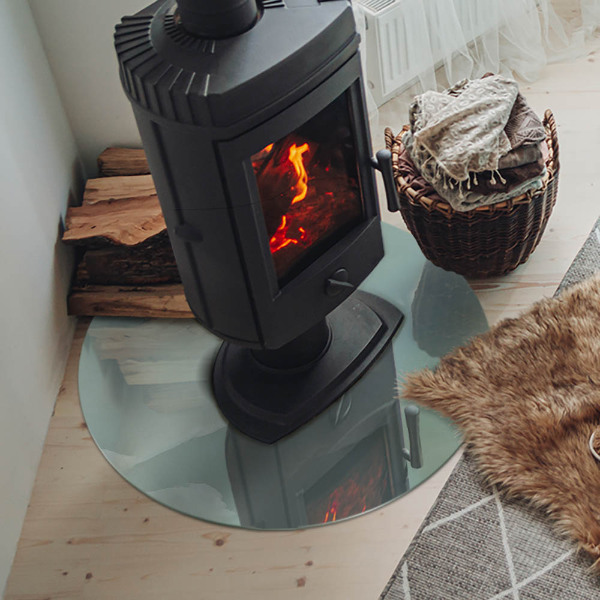 Okrúhla podložka pod krbové kachle Mramorový motív v jemných tónoch