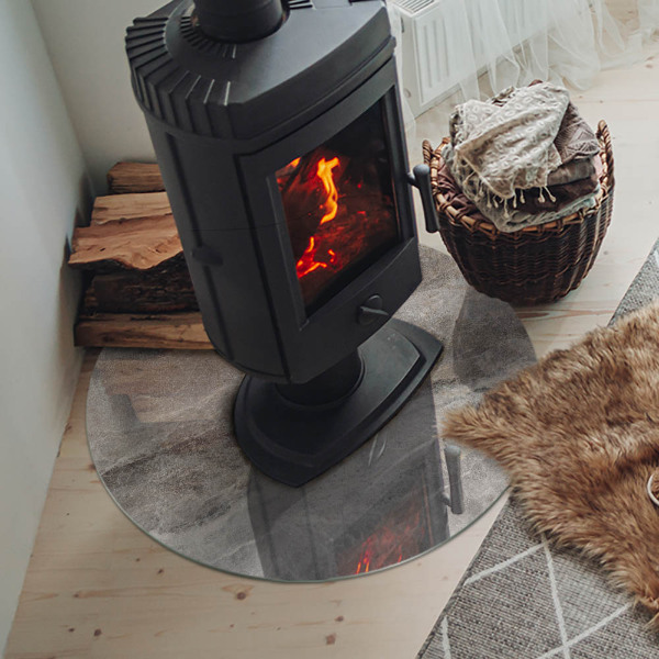 Okrúhla podložka pod krbové kachle Vzor inšpirovaný kameňom