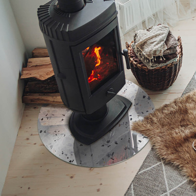 Okrúhla podložka pod krbové kachle Kamenný vzor s malými akcentmi