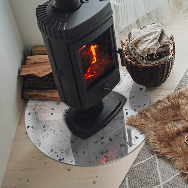 Okrúhla podložka pod krbové kachle Kamenný vzor s malými akcentmi