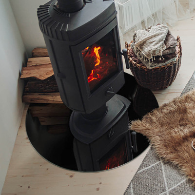 Okrúhla podložka pod krbové kachle Farba Čierna