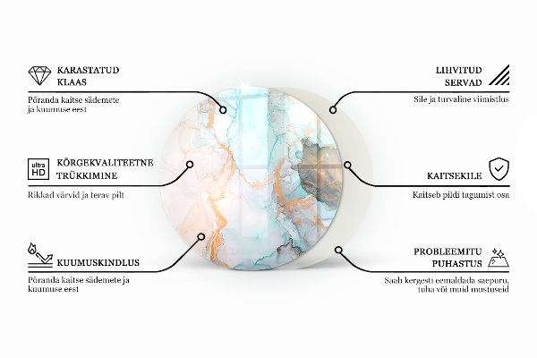 Okrúhle sklo pod kachle Farba mora