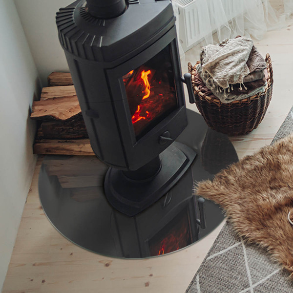 Okrúhla sklenená podložka pod krb Farba: Šedohnedá