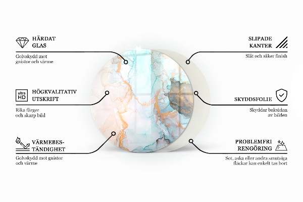 Okrúhla sklenená podložka pod krb Sivozelená farba
