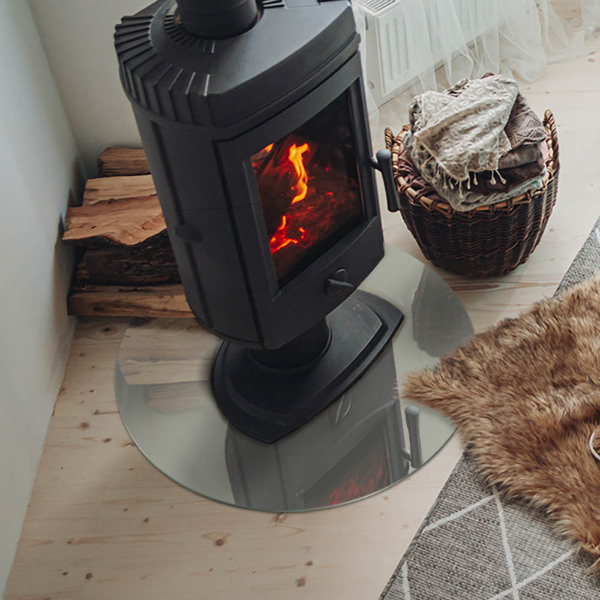 Okrúhle sklo pod kachle Farba Sivozelená