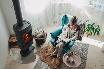 Okrúhla podložka pod krbové kachle Svetlá krémová farba