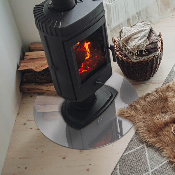 Okrúhle sklo pod kachle Farba sivá