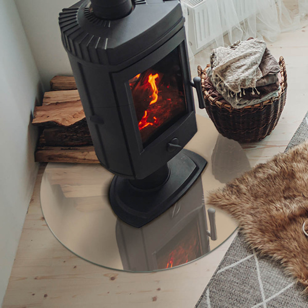 Okrúhle sklo pod kachle Farba béžová