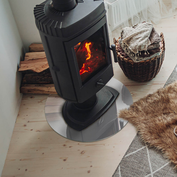 Okrúhla sklenená podložka pod krb Farba sivá