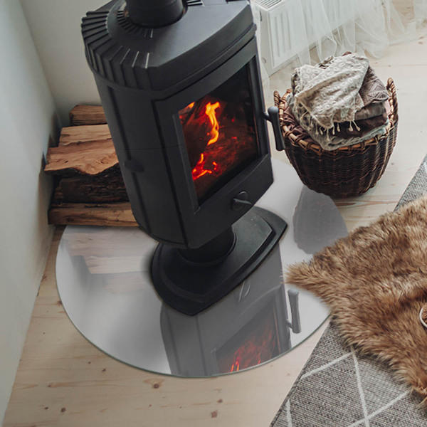 Okrúhla sklenená podložka pod krb Farba sivá