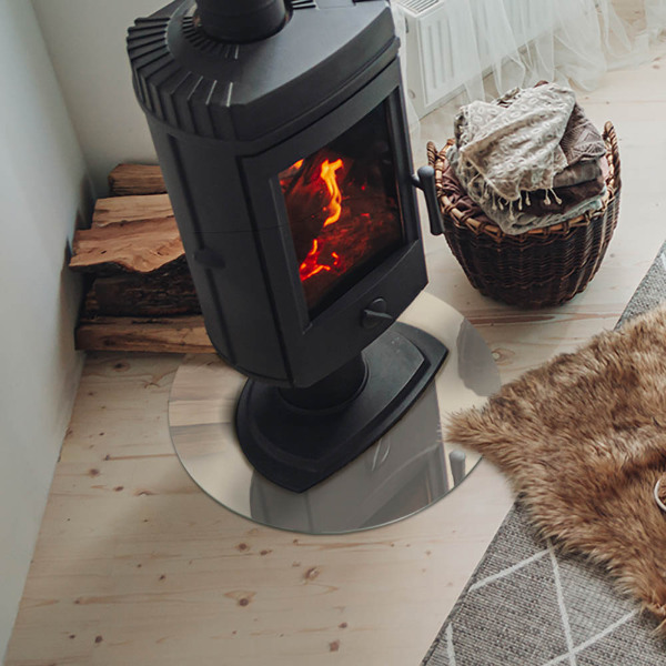 Okrúhla sklenená podložka pod krb Farba béžová