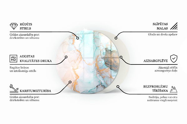 Okrúhla sklenená podložka pod krb Farba béžová