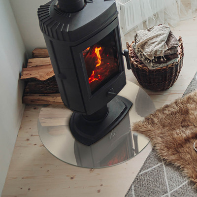 Okrúhla sklenená podložka pod krb Farba béžová