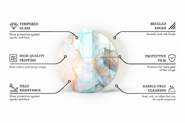 Okrúhla sklenená podložka pod krb Farba béžová