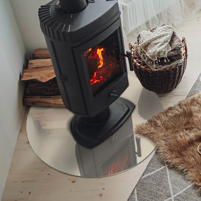 Okrúhla sklenená podložka pod krb Farba béžová