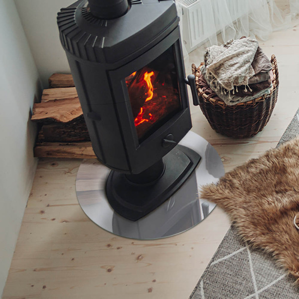 Okrúhla sklenená podložka pod krb Farba Biela