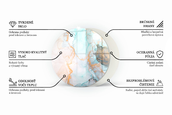 Okrúhla sklenená podložka pod krb Farba Biela