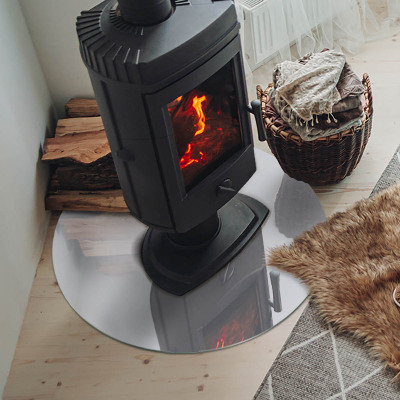 Okrúhla sklenená podložka pod krb Farba Biela