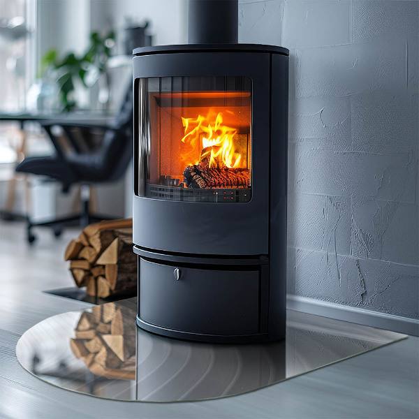 Polovičné oválne sklo pod kachle Vlny jemných tvarov