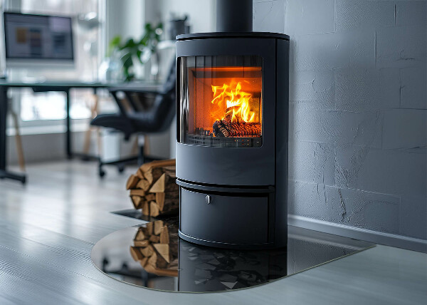 Polovičná oválna sklenená podložka pod krb Abstraktné oblačnosti sa formujú v pevných látkach