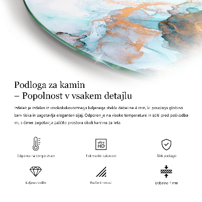 Polovičná oválna sklenená podložka pod krb Keramické vzory na pozadí