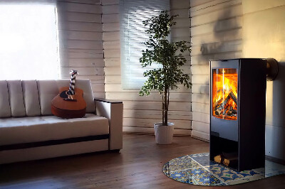 Polovičná oválna sklenená podložka pod krb Keramické vzory na pozadí