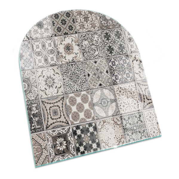 Oválna podložka pod krbové kachle Dekoratívne vzory s dlaždicami