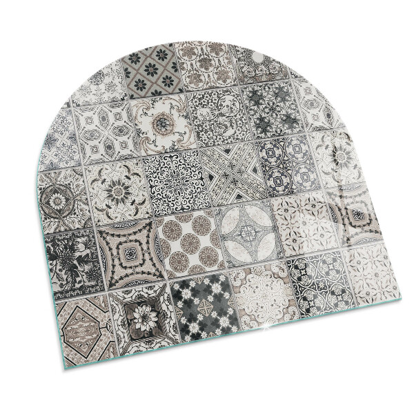 Oválna podložka pod krbové kachle Dekoratívne vzory s dlaždicami
