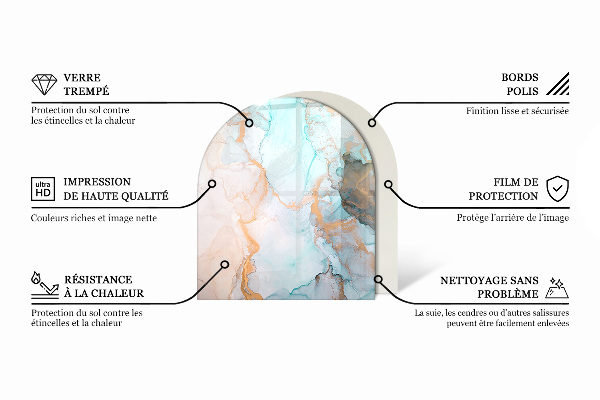 Polovičná oválna sklenená podložka pod krb Betónová konštrukcia s efektom