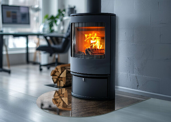 Oválna podložka pod krbové kachle Vzor borovicového dreva