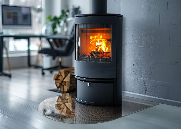 Polovičná oválna sklenená podložka pod krb Motív perforovanej ocele