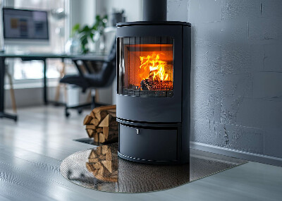 Polovičná oválna sklenená podložka pod krb Motív perforovanej ocele