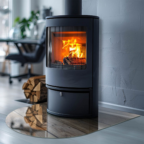 Oválna podložka pod krbové kachle Dosky v prírodnom štýle